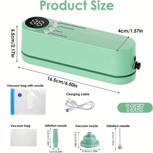 1pc Portable Rechargeable Mini Vacuum Sealer Machine with USB Charging, Handheld Electric Food Storage Packing System for Chips, Snacks, Biscuits, and More, Includes Air Pump and Multiple Sealing Bags