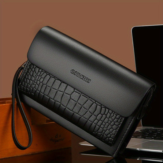 New Men's Clutch Bag with Combination Lock Crocodile Pattern Handbag Wallet..