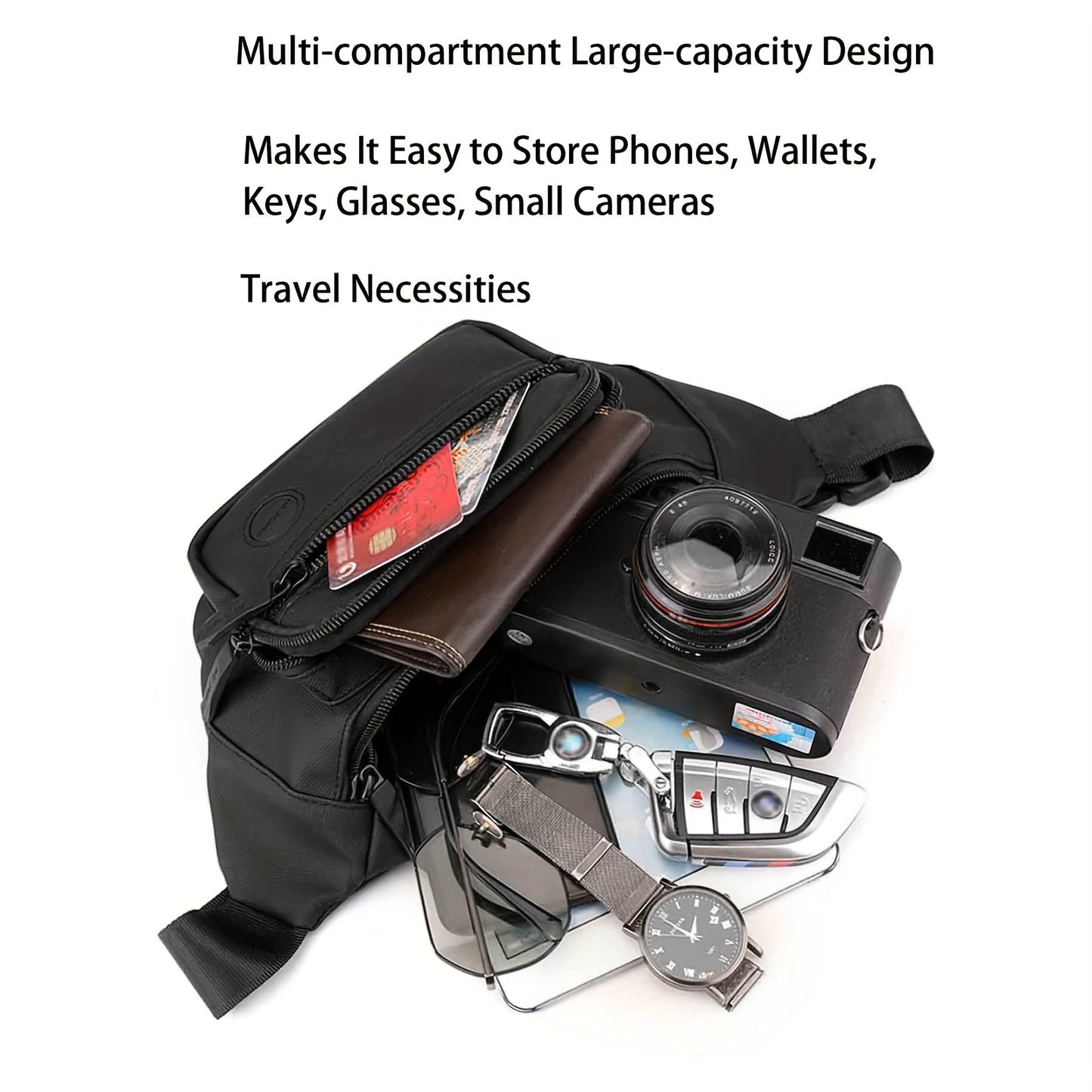 Outdoor Multifunctional Waist Pack, Men’s Lightweight Crossbody Bag Chest Bag Belt Bag, Casual Cell Phone Bag Wallet Cycling Bag