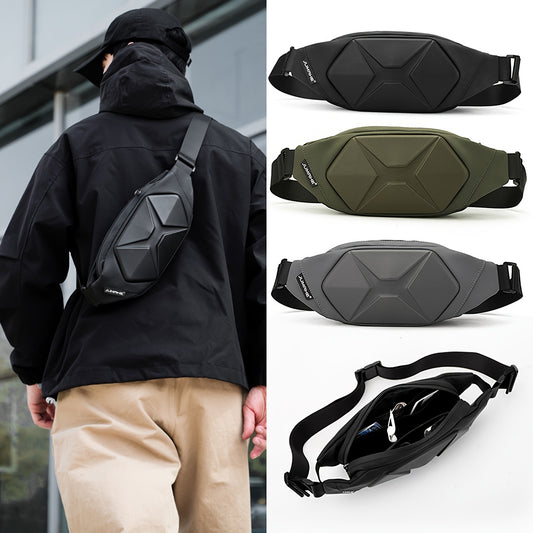1pc Men's New Fashion Hard Shell Bag, Chest Bag Outside Crossbody Bag, Sports Bag Casual Fanny Backpack